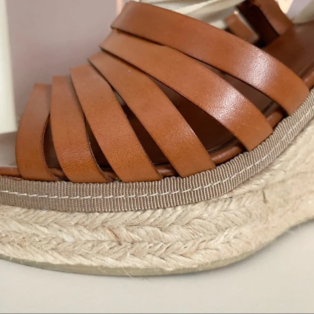 J. Crew leather espadrille wedge sandals Italy